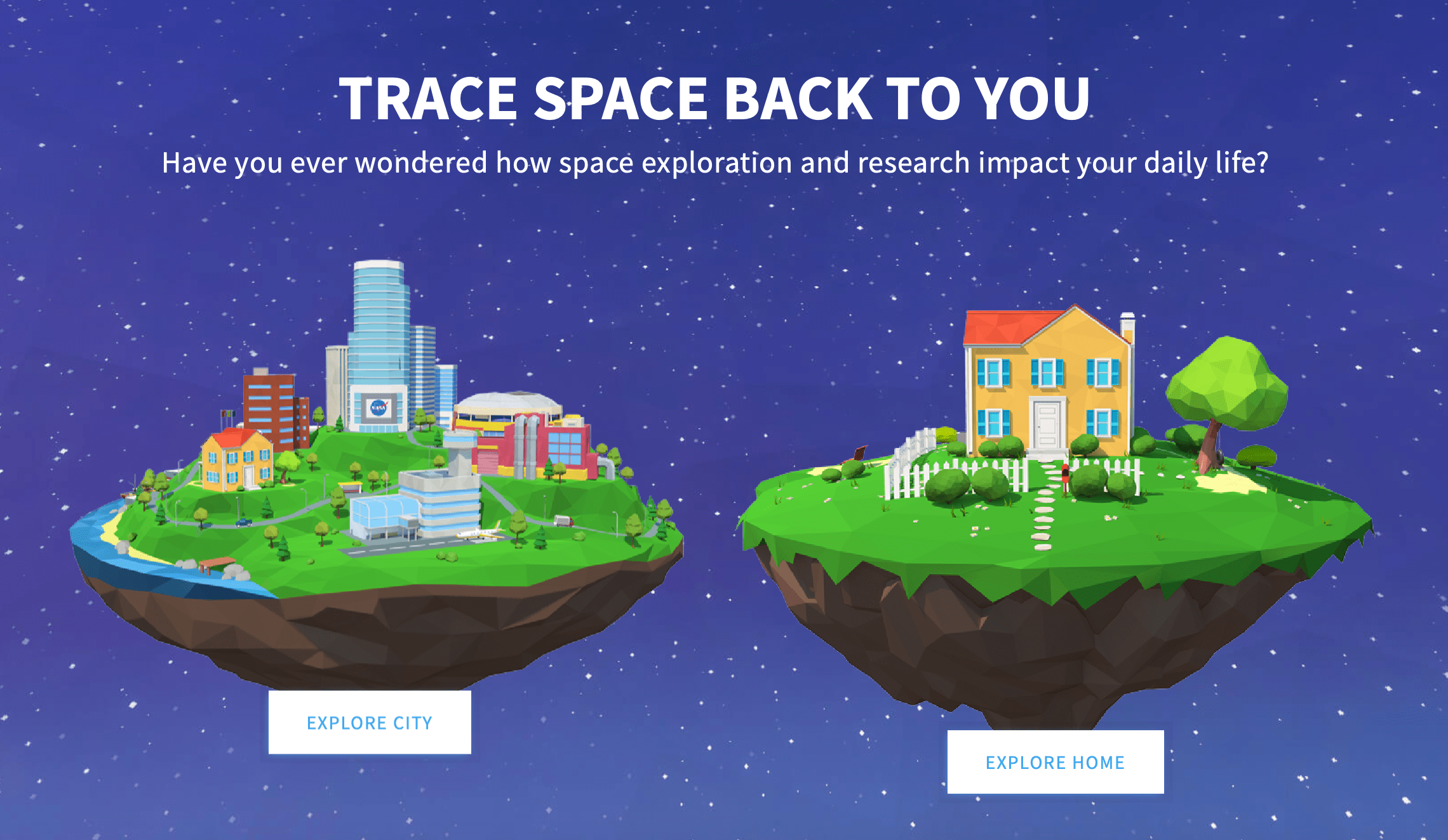 Screenshot of a NASA interactive about how space exploration affects your daily life