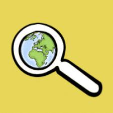 Earth in magnifying glass illustration