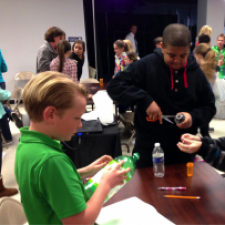 Students using recyclable plastics