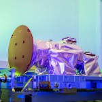 NASA’s Atmospheric Waves Experiment, or AWE, payload is shown in this May 26, 2023, photo at Space Dynamics Laboratory facilities on Utah State University’s Innovation Campus with its red remove-before-flight covers installed.