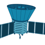 An illustration of NASA's COBE spacecraft.