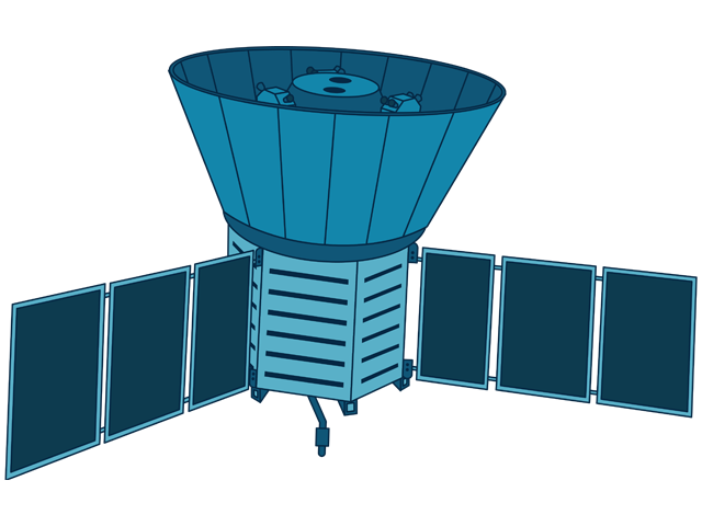 An illustration of NASA's COBE spacecraft.