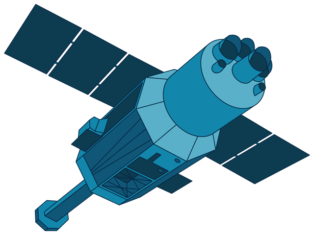 An illustration of JAXA’s Hitomi spacecraft.