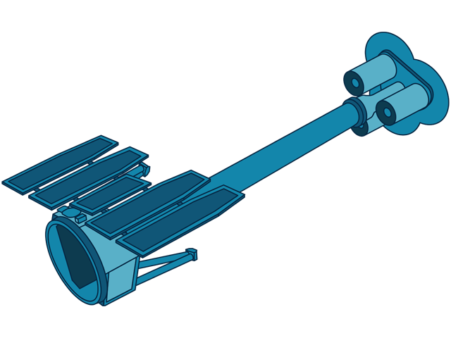 An illustration of NASA's IXPE observatory.