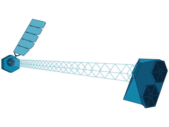 An illustration of NASA's NuSTAR space telescope.