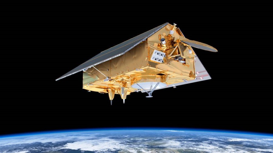 Illustration of the Sentinel-6/Michael Freilich satellite in orbit.