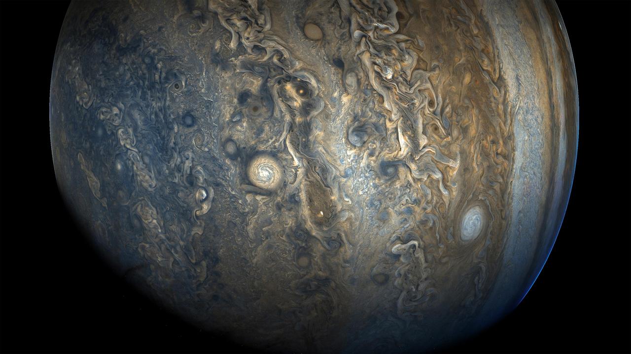A close-up of Jupiter's cloud bands.