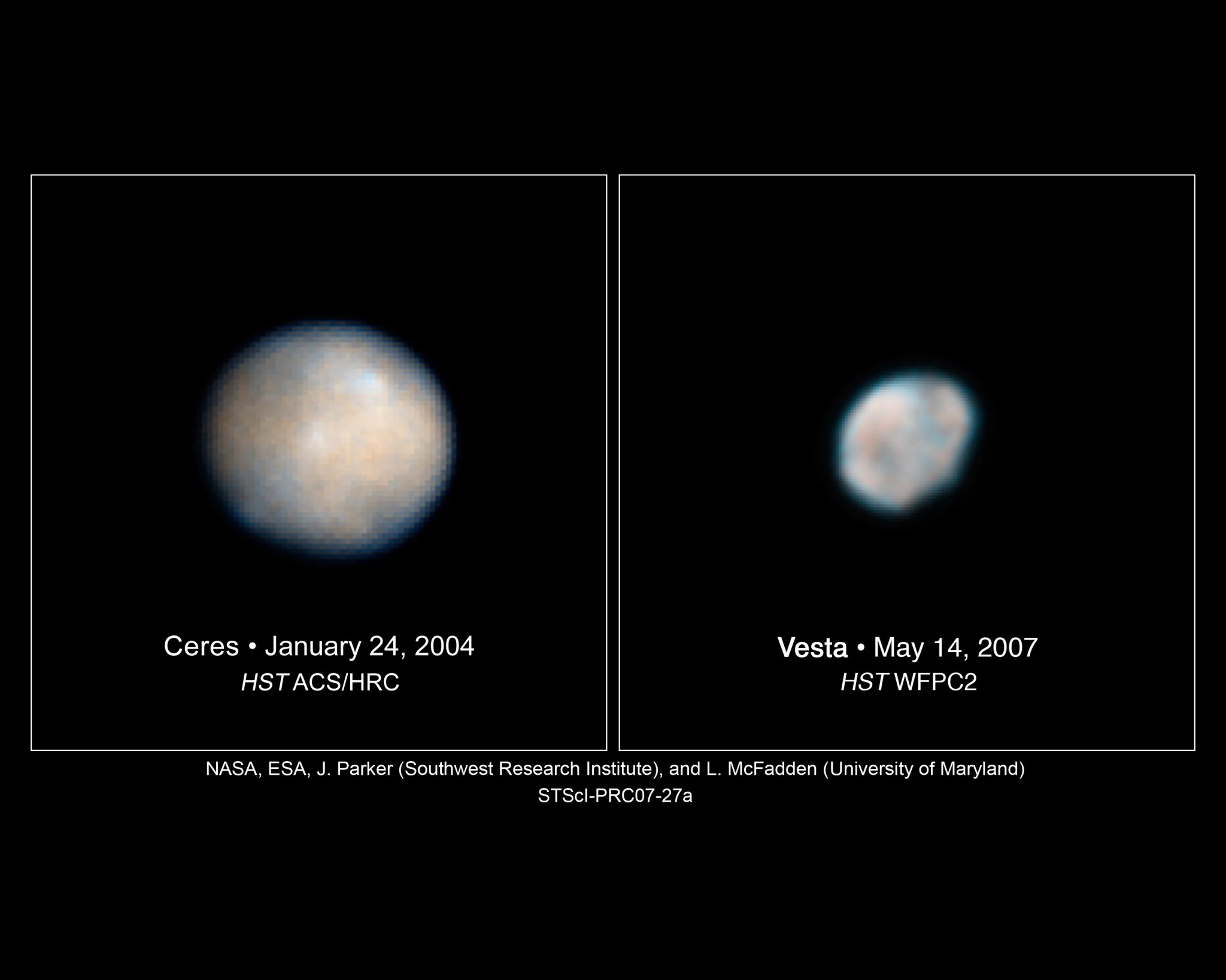 Left: mottled spheroid in colors of white, grey, and tan. Left: mottled spheroid mainly bluish-grey and white with a slight some tan areas.