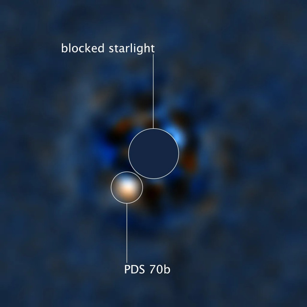 Hubble took the first ultraviolet image of an exoplanet, observing a still-forming, Jupiter-sized planet coalescing from material around a young star.