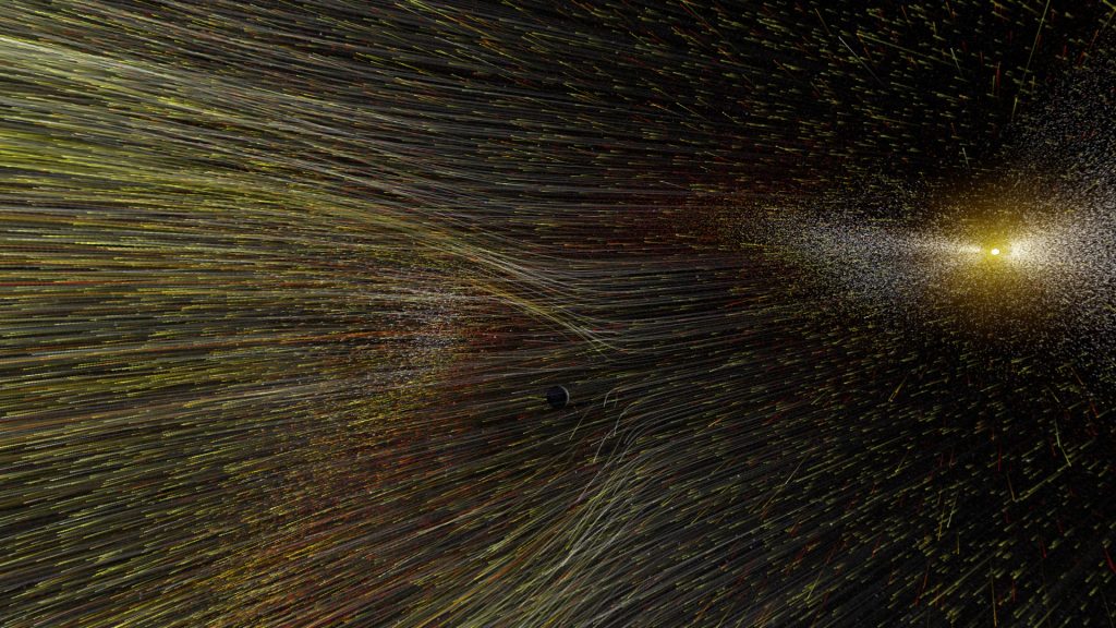 The solar wind soaring toward Earth