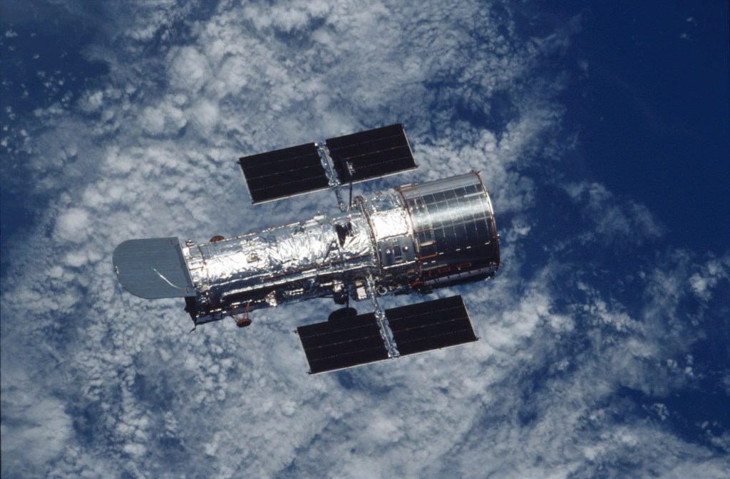 Hubble has two solar arrays that produce approximately 5,000 watts of electricity.