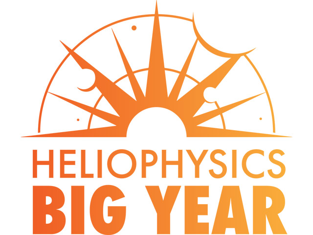 White logo with orange letters that read Heliophysics Big Year