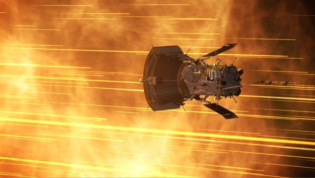 Illustration of Parker Solar Probe with the Sun behind it