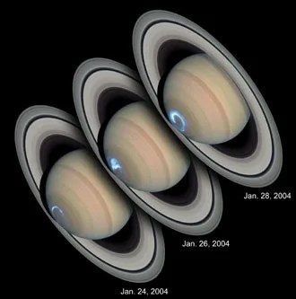 Hubble image of Saturn aurora