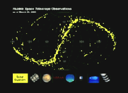 A still from the animation showing the whole spectrum of interstellar items that the hubble images.