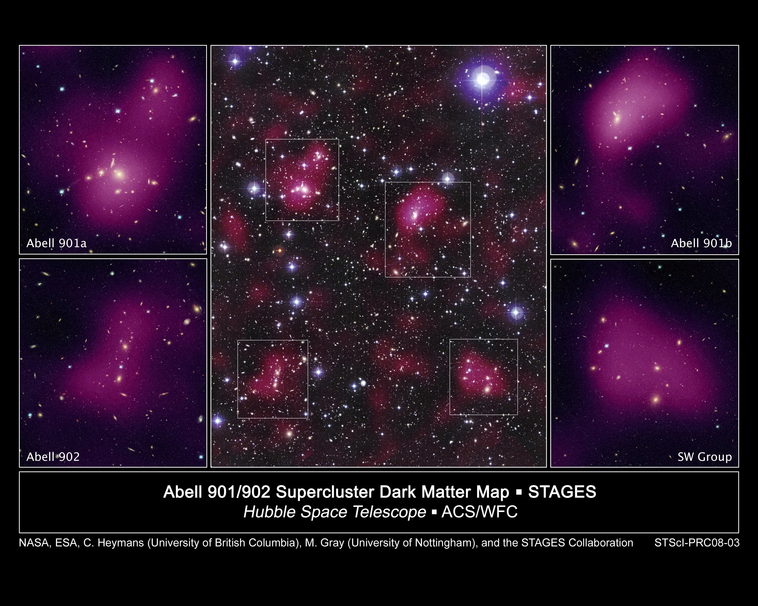 Part of a Hubble image of the supercluster dark matter map