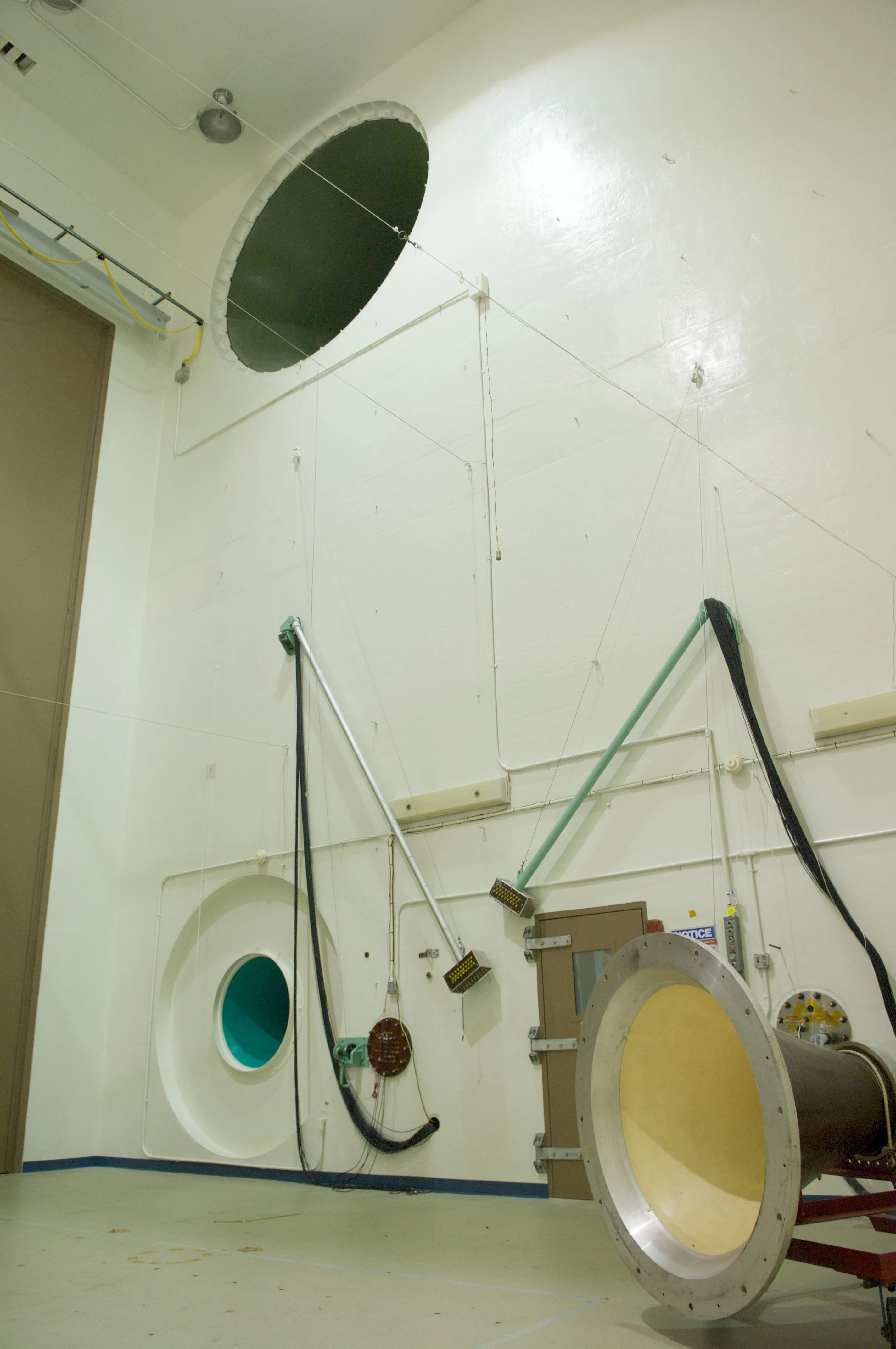 Photo of the horns in the Goddard Acoustic Test Chamber