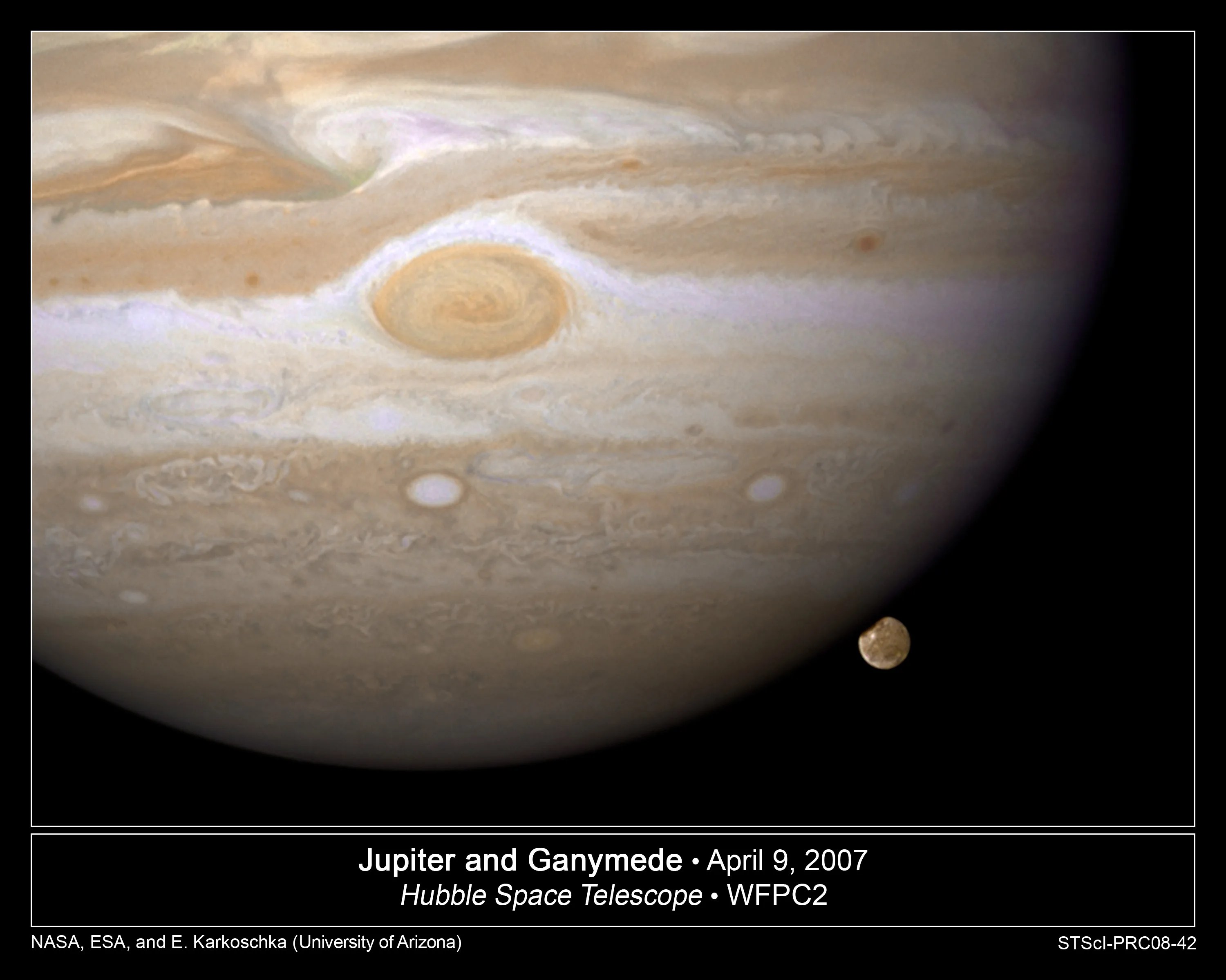 Hubble image of Jupiter and Ganymede