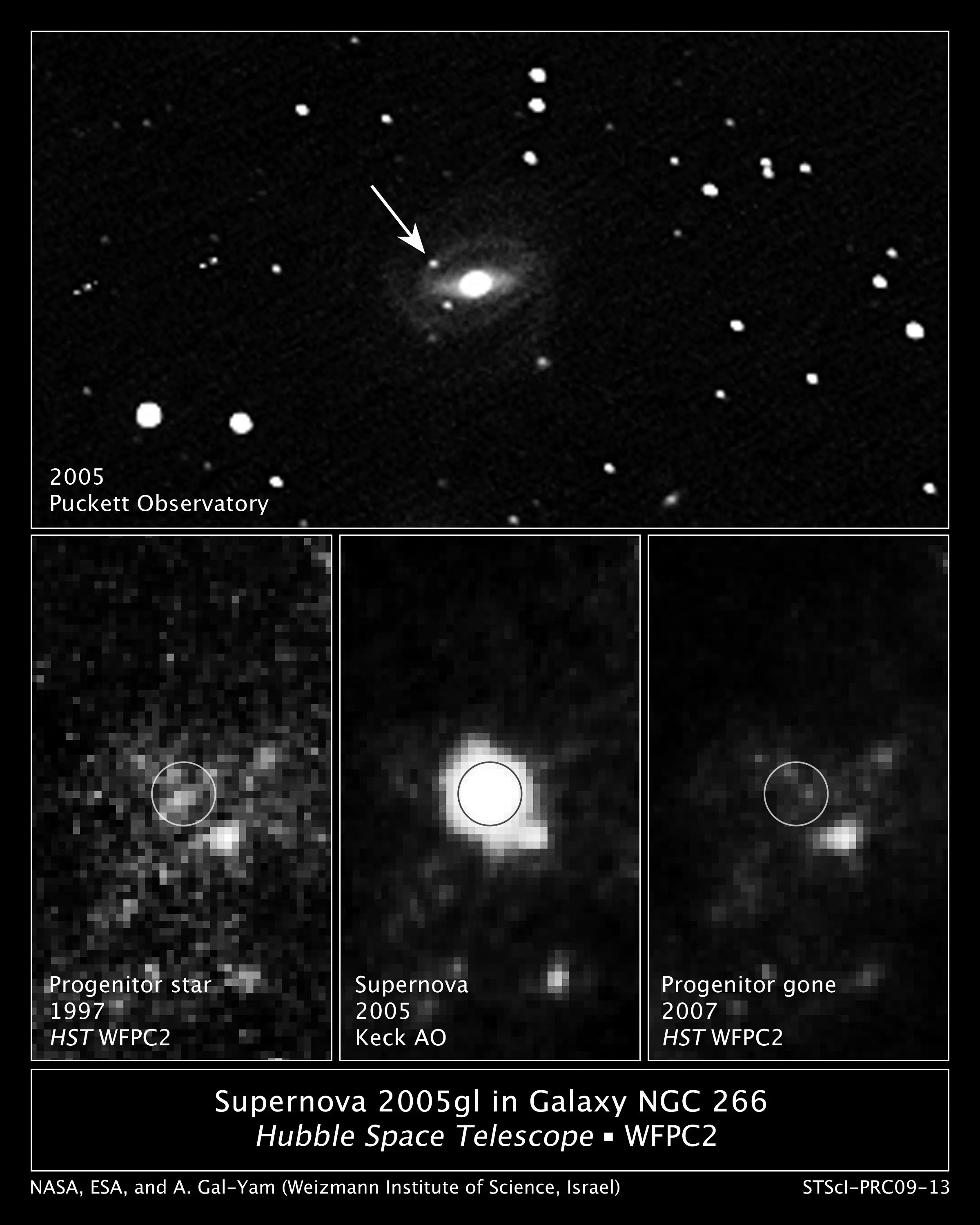 Various images of Supernova 2005gl