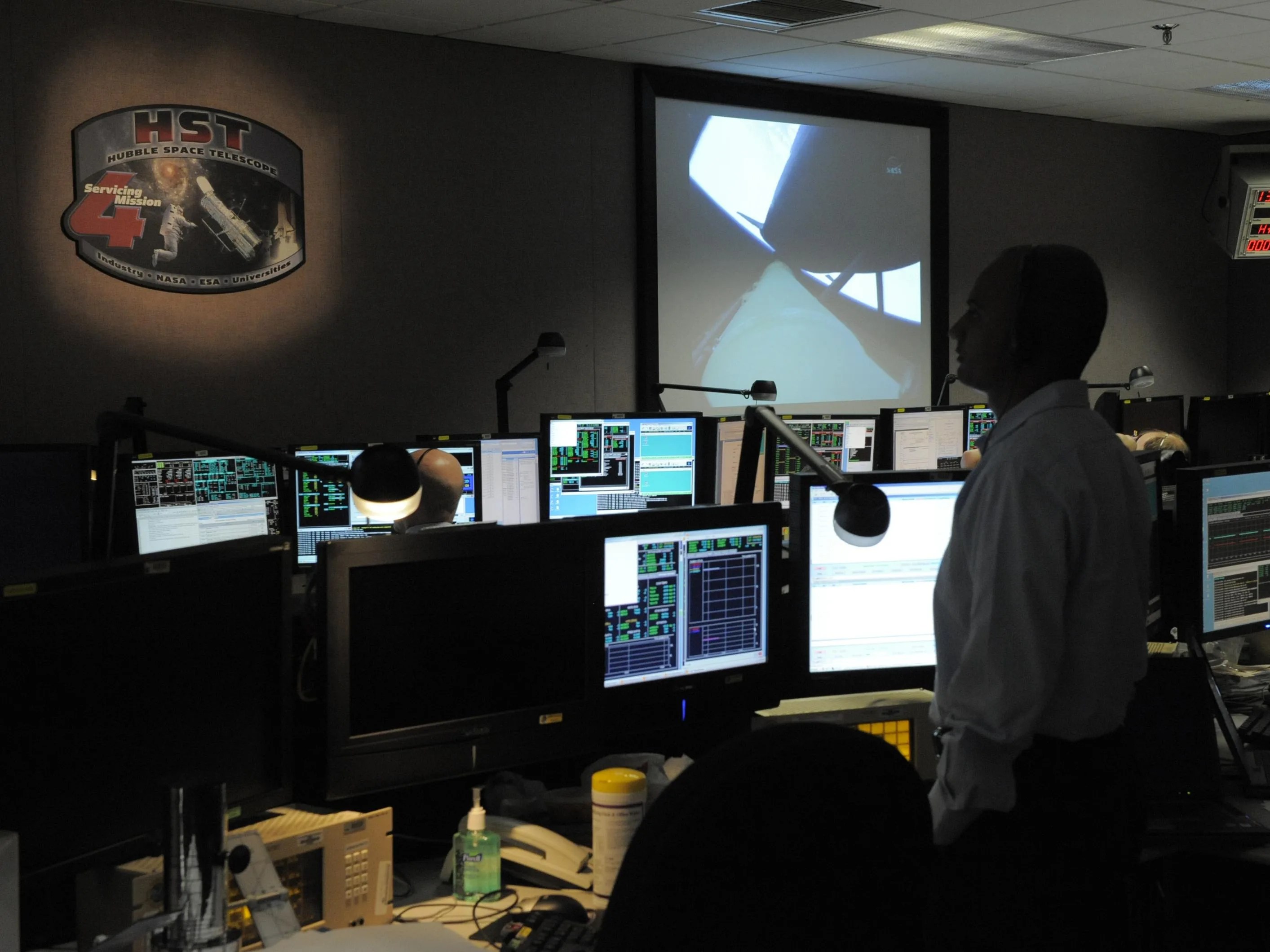 Technician watches the launch from the STOCC