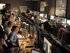 Engineers at the Space Telescope Operations Control Center.
