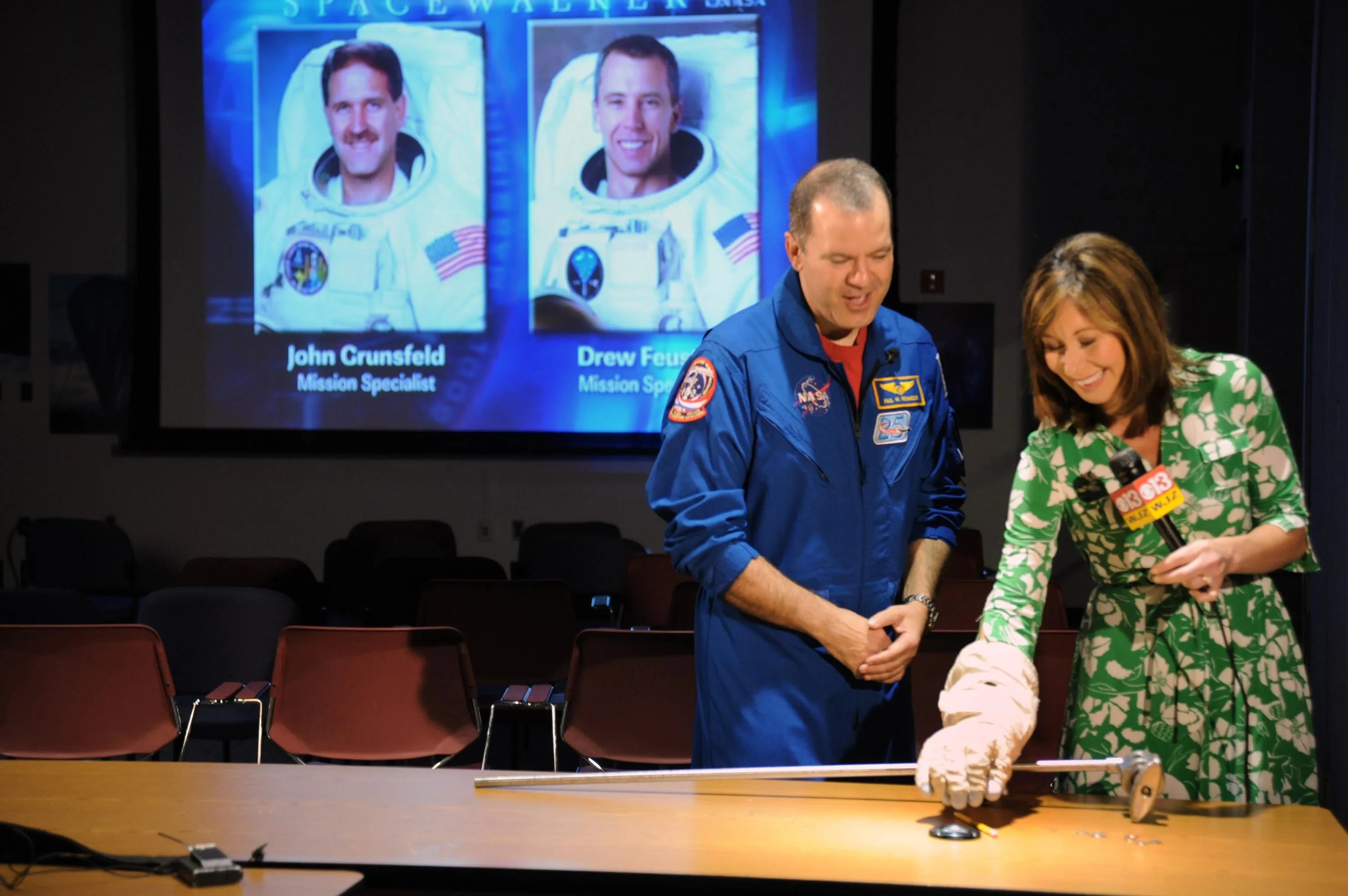 Astronaut Paul Richards and WJZ-TV reporter Mary Bubala