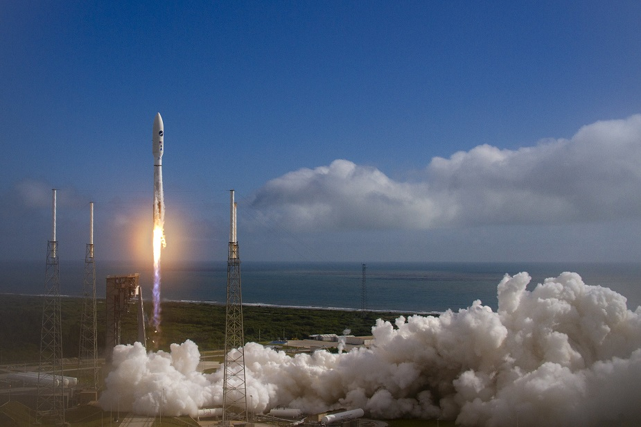 A rocket launching on the Florida coast.