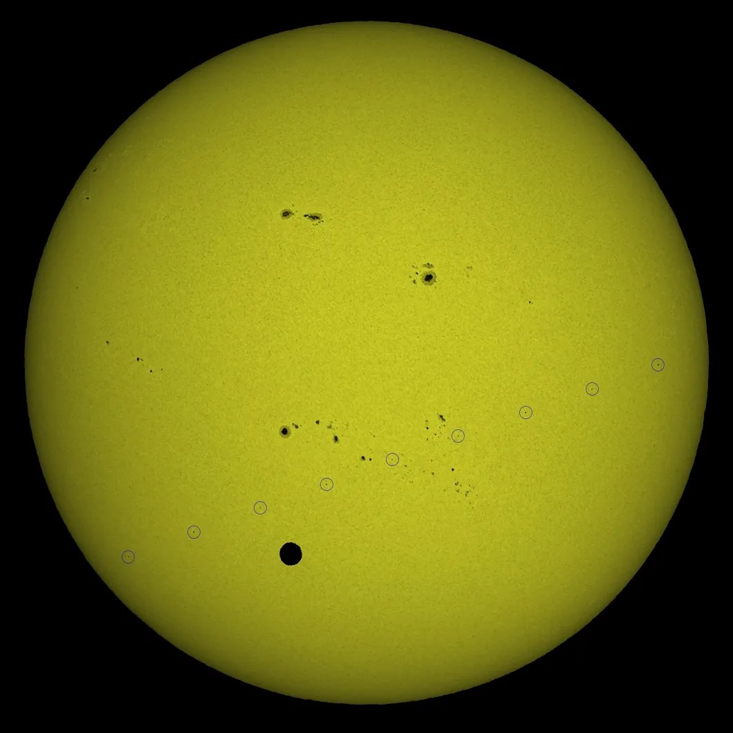Hubble transits across the sun with venus