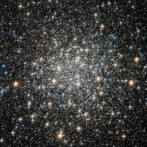 a coarse sprinkling of stars cut with bright slashes of red and blue against the black velvet of space