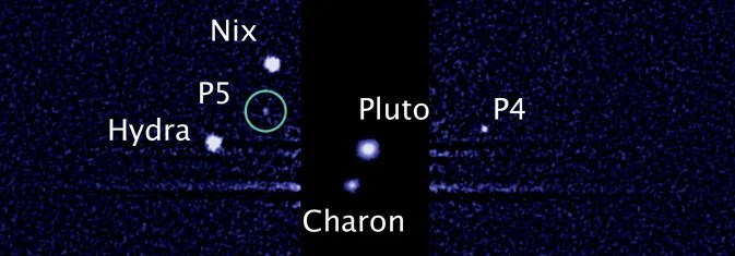 Hubble image of Pluto and its moons