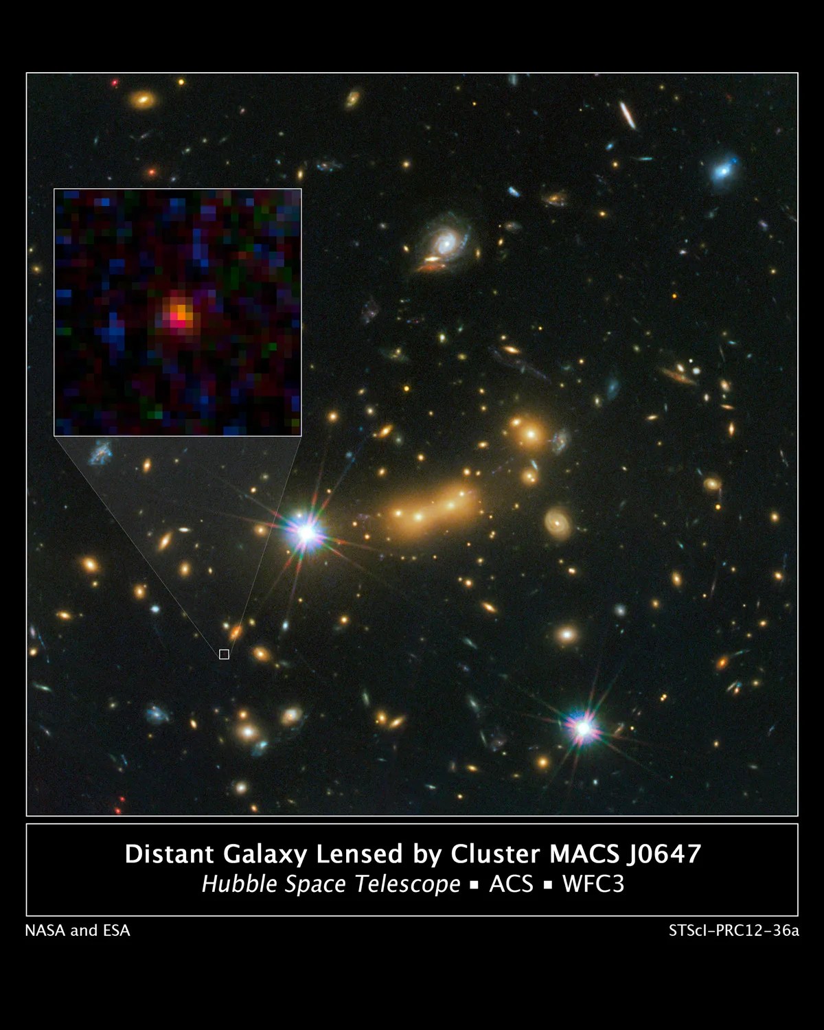 The newly discovered galaxy, named MACS0647 JD, is very young and only a tiny fraction of the size of our Milky Way.