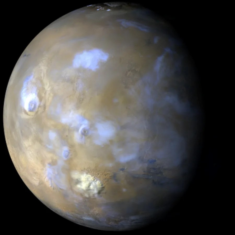 Image of clouds in the Mars atmosphere