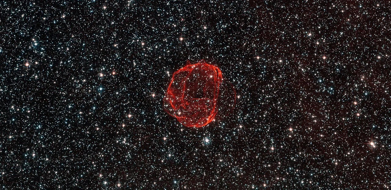 red lines form a rose against a field thick with stars