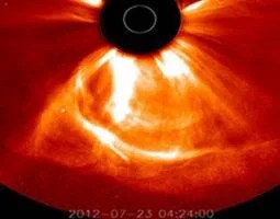 The image above captured on july 23, 2012 shows a cme that left the sun at the unusually fast speeds of over 1,800 miles per second.