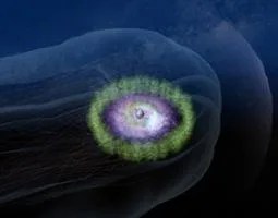An artist's depiction of earth’s magnetosphere is shown in the image above. the green circle indicates earth’s outer radiation belt, which is one area of the magnetosphere that houses energetic particles.