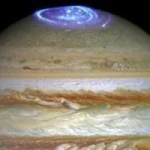 Blue aurora on top of jupiter