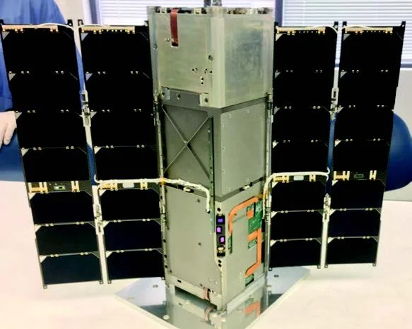 Photo of model of RAVAN with deployed solar panels