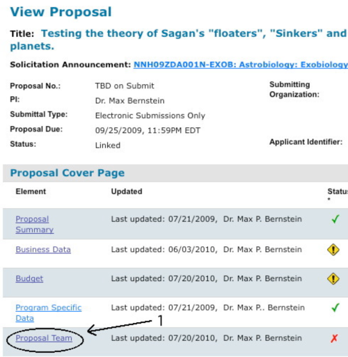 choose Proposal Team from the view proposal window