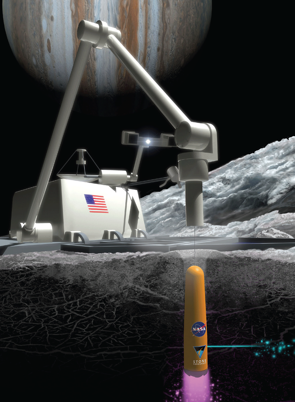 Conceptual design for ARCHIMEDES on Juptier's moon Europa