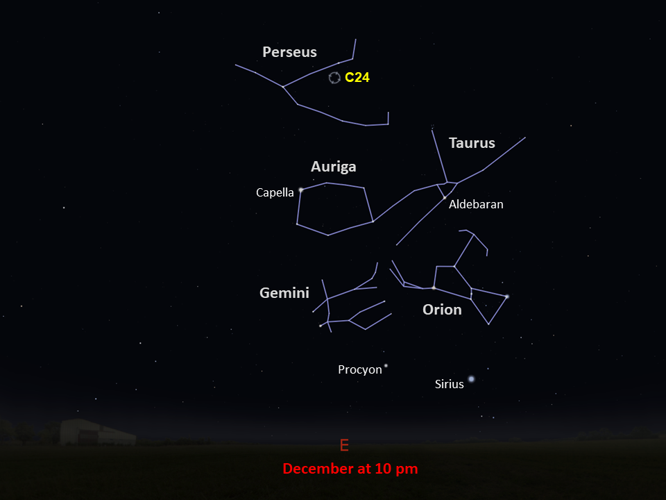 Line drawings of constellations pinpoint the location of Caldwell 24