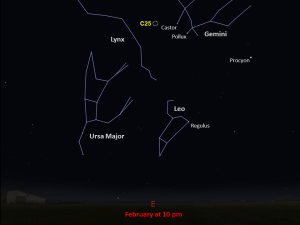 Line drawings of constellations pinpoint the location of Caldwell 25