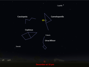Line drawings of constellations pinpoint the location of Caldwell 5.