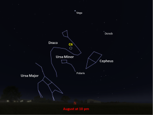 Line drawings of constellations pinpoint the location of Caldwell 6.