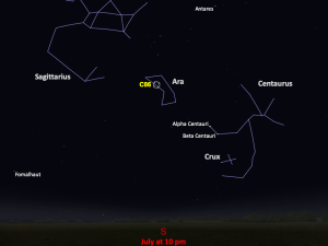 A simple map of the sky shows outlines of constellations, labeled stars, and the location of Caldwell 86.