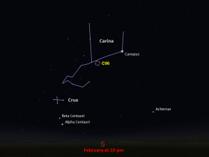 A simple map of the sky shows outlines of constellations, labeled stars, and the location of Caldwell 96.