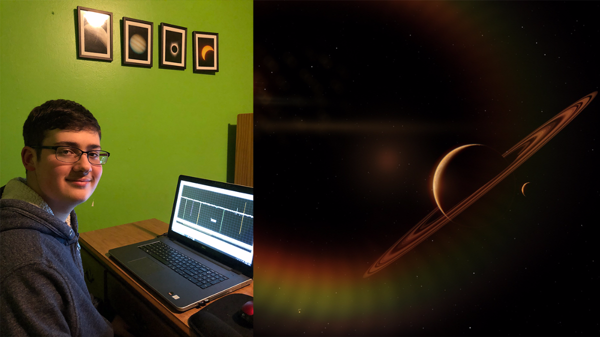 Photo of Alton Spencer, left, and an image of a potential exoplanet on the right