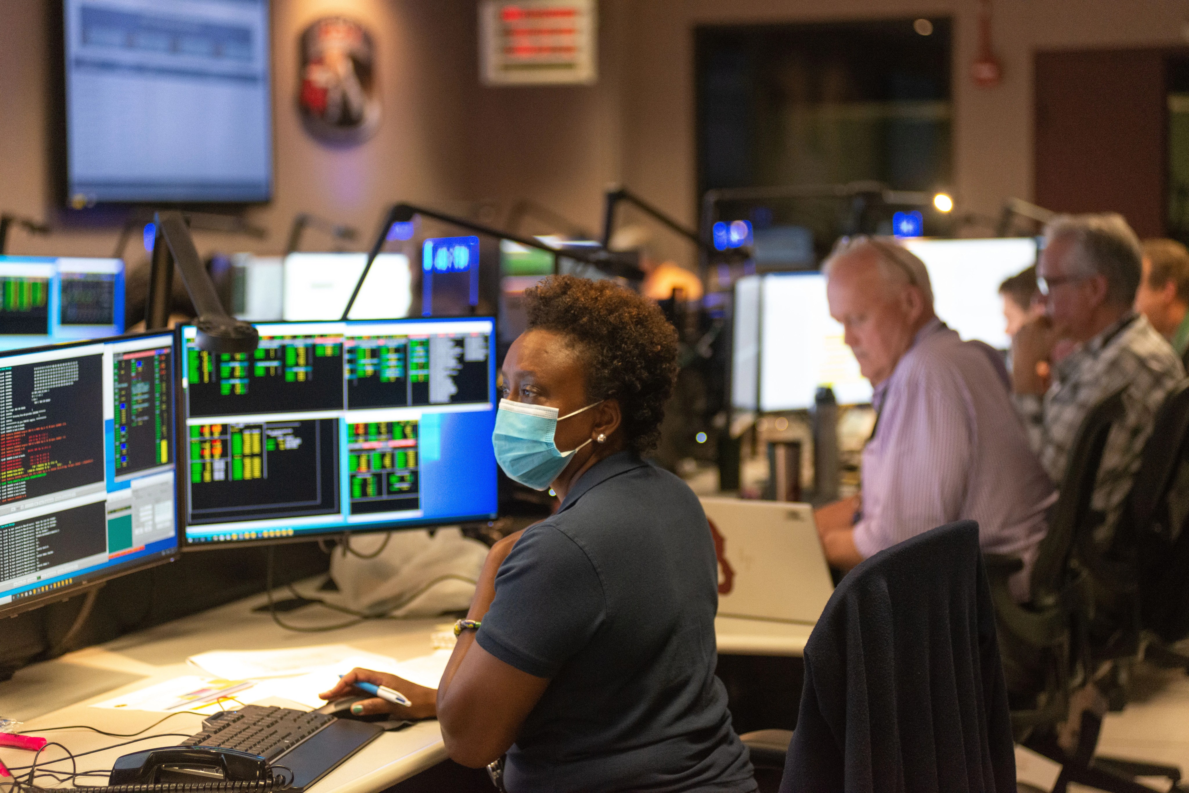Nzinga Tull, Hubble systems anomaly response manager at NASA’s Goddard Space Flight Center in Greenbelt, Maryland, works in the control room July 15 to restore Hubble to full science operations.