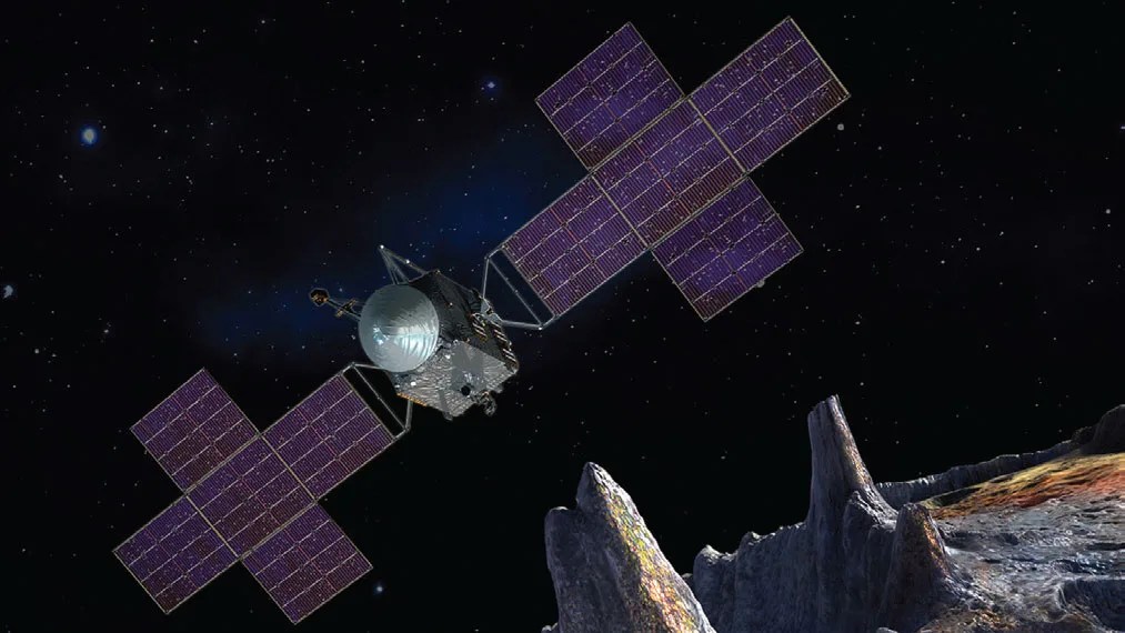 Artist concept of NASA's Pysche probe in orbit
