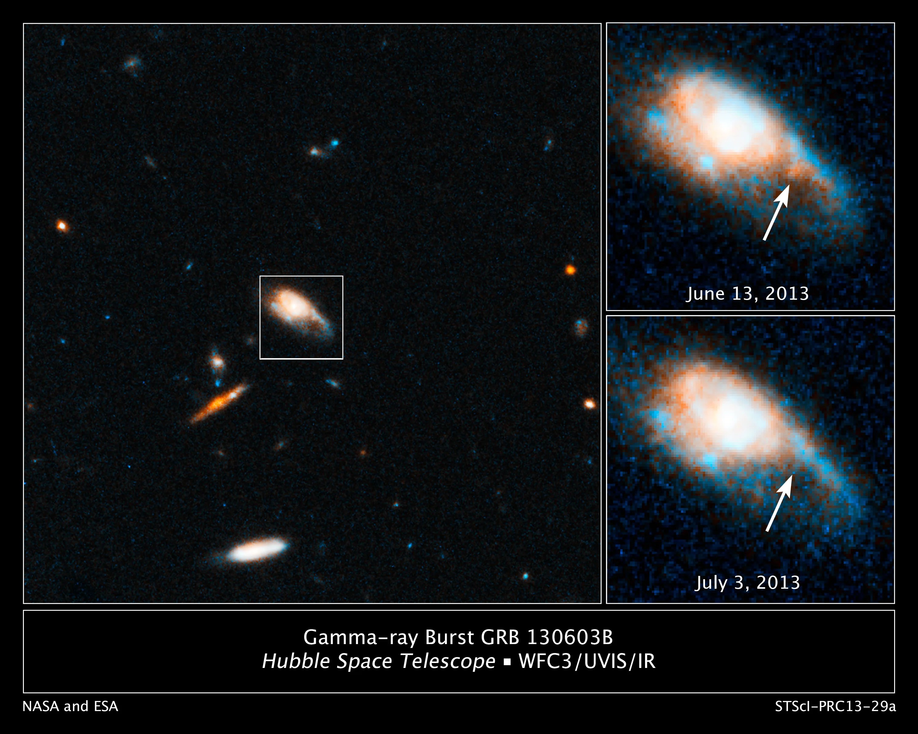 Hubble image of grb 130603b, sds j112848.22+170418.5