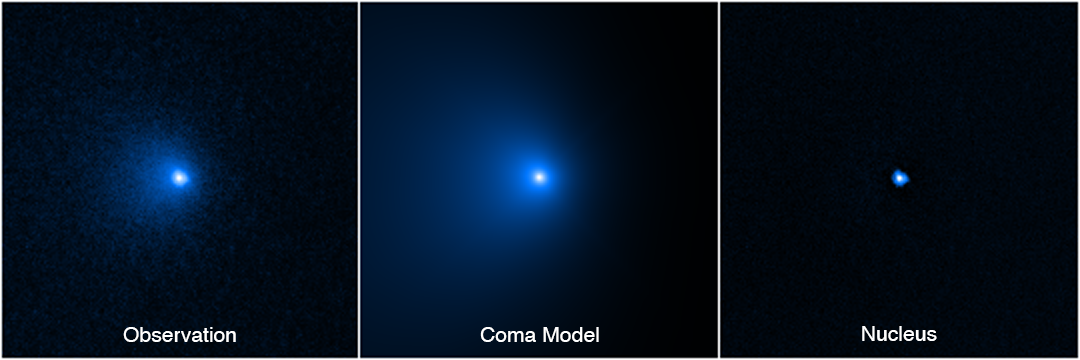 Bright blue-white comet image